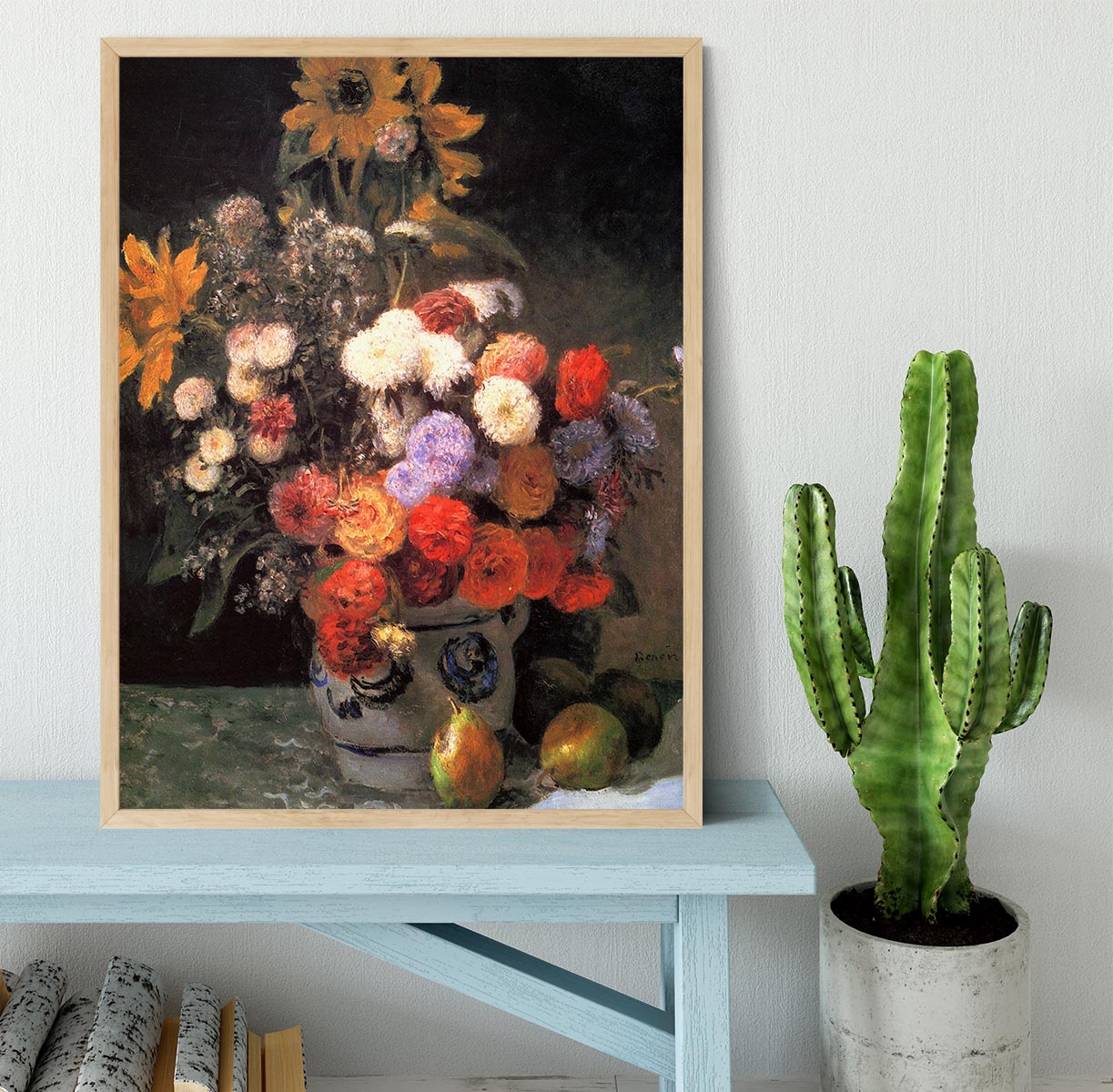 Flowers in a vase by Renoir Framed Print - Canvas Art Rocks - 4