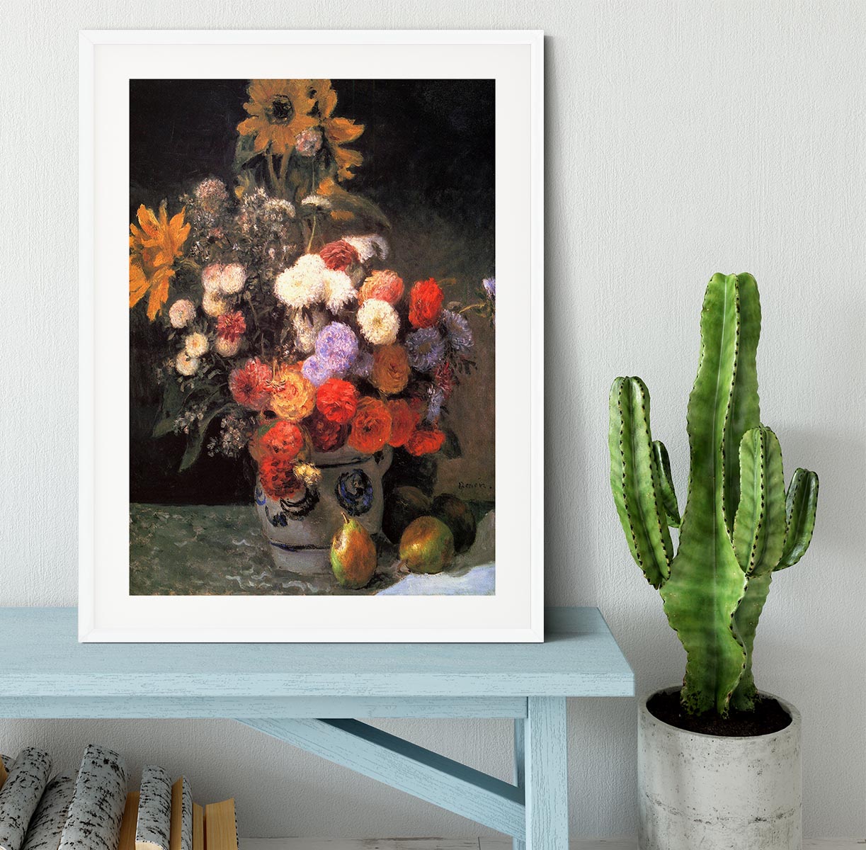 Flowers in a vase by Renoir Framed Print - Canvas Art Rocks - 5