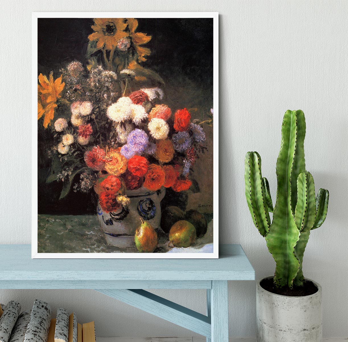 Flowers in a vase by Renoir Framed Print - Canvas Art Rocks -6
