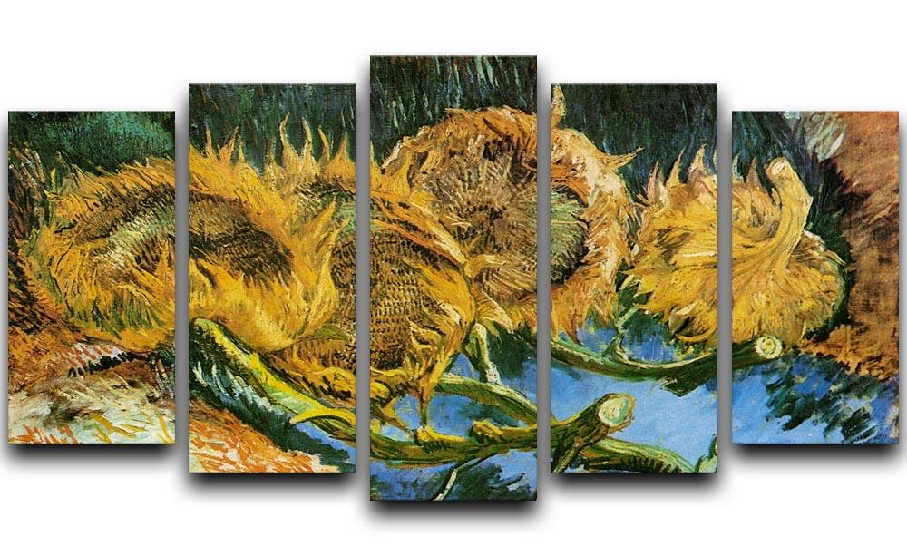 Four Cut Sunflowers by Van Gogh 5 Split Panel Canvas  - Canvas Art Rocks - 1