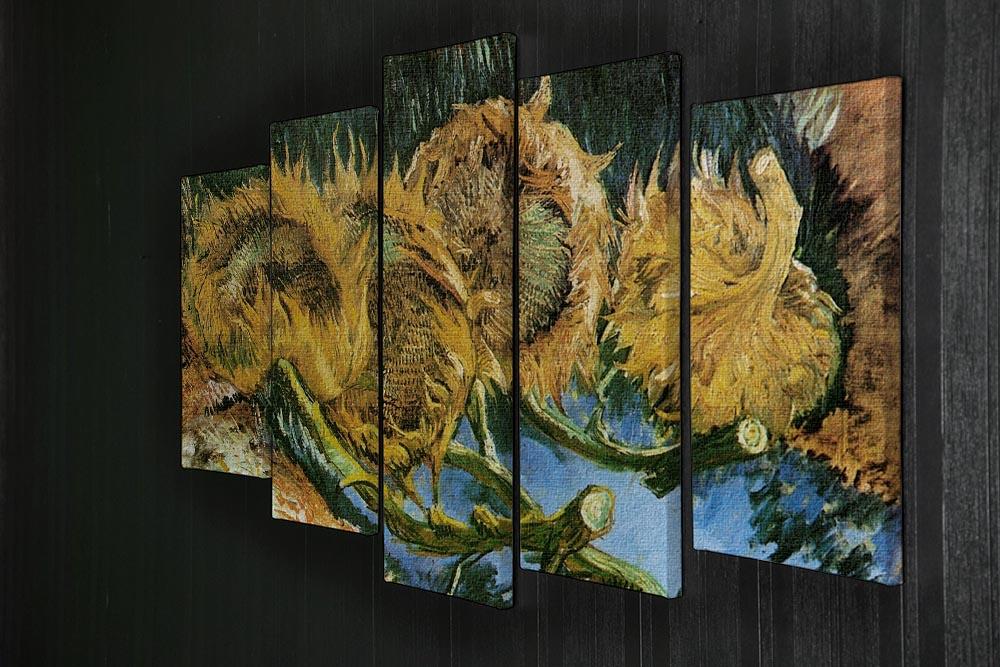 Four Cut Sunflowers by Van Gogh 5 Split Panel Canvas - Canvas Art Rocks - 2