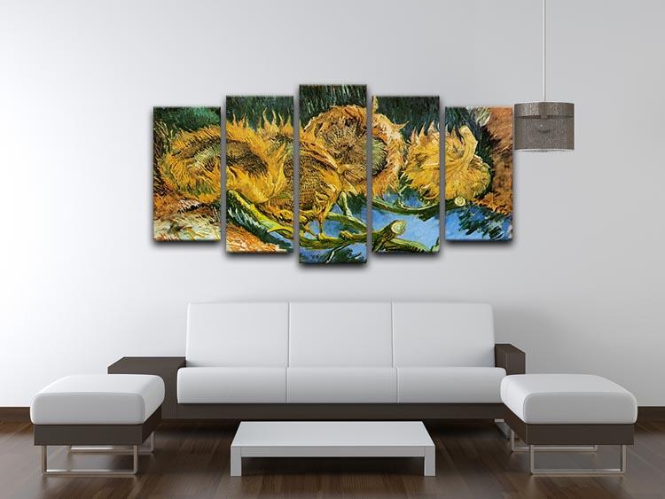 Four Cut Sunflowers by Van Gogh 5 Split Panel Canvas - Canvas Art Rocks - 3