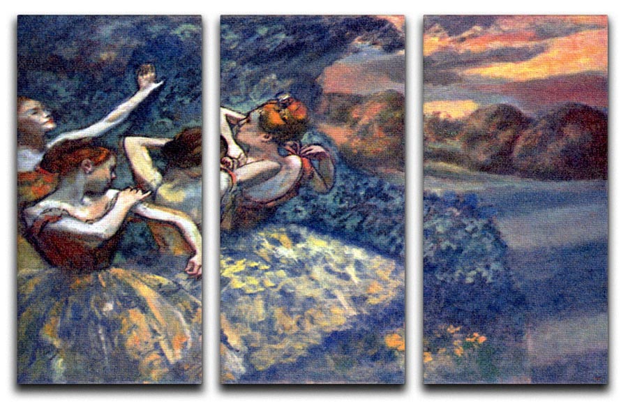 Four Dancers by Degas 3 Split Panel Canvas Print - Canvas Art Rocks - 1