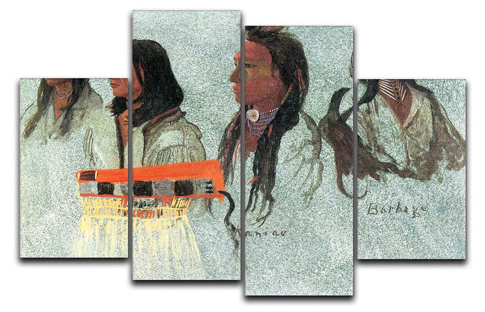 Four Indians by Bierstadt 4 Split Panel Canvas - Canvas Art Rocks - 1