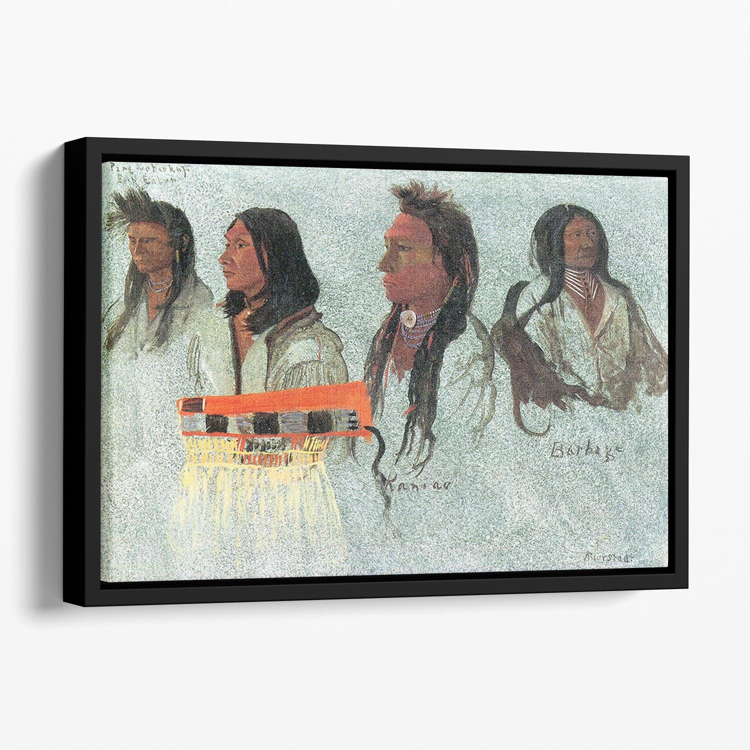 Four Indians by Bierstadt Floating Framed Canvas - Canvas Art Rocks - 1