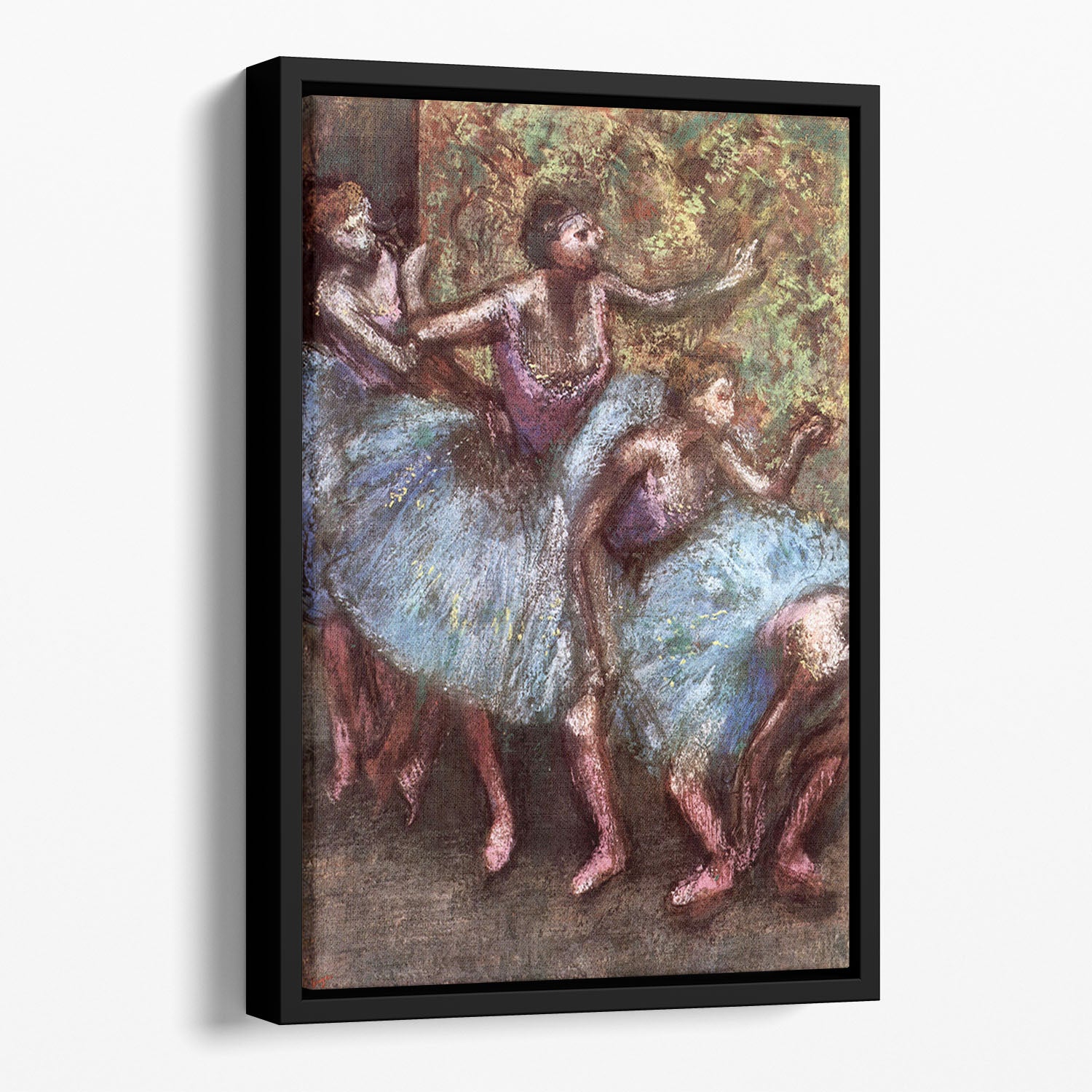 Four dancers behind the scenes 1 by Degas Floating Framed Canvas