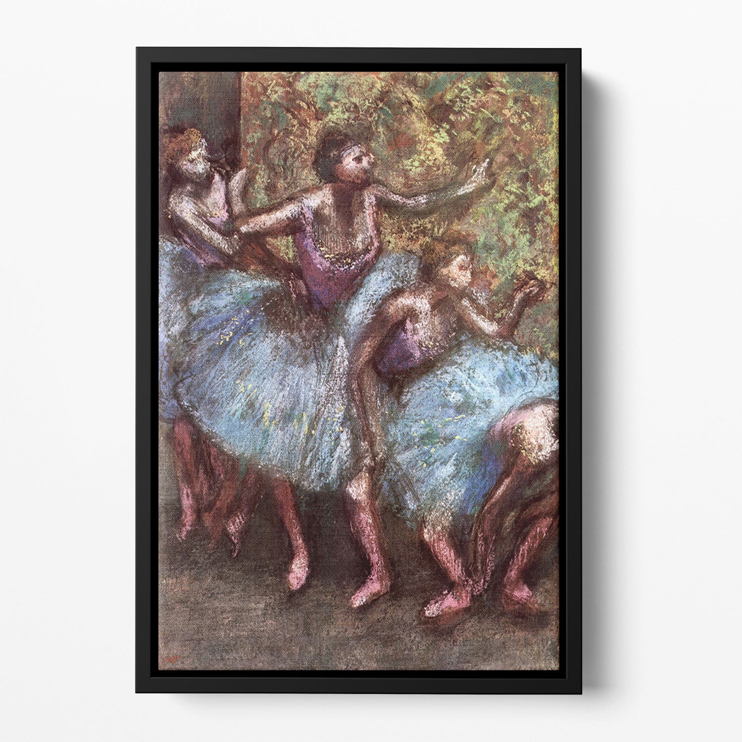 Four dancers behind the scenes 1 by Degas Floating Framed Canvas
