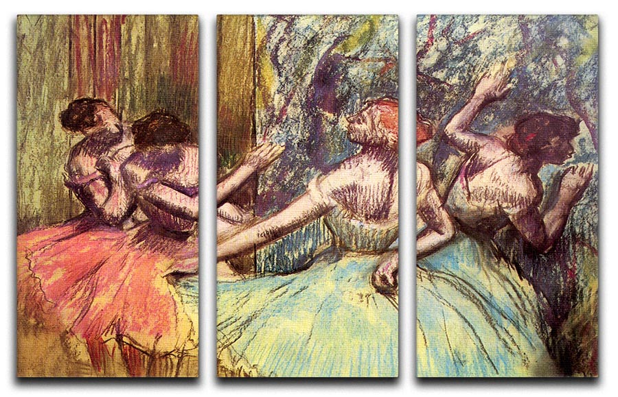 Four dancers behind the scenes 2 by Degas 3 Split Panel Canvas Print - Canvas Art Rocks - 1