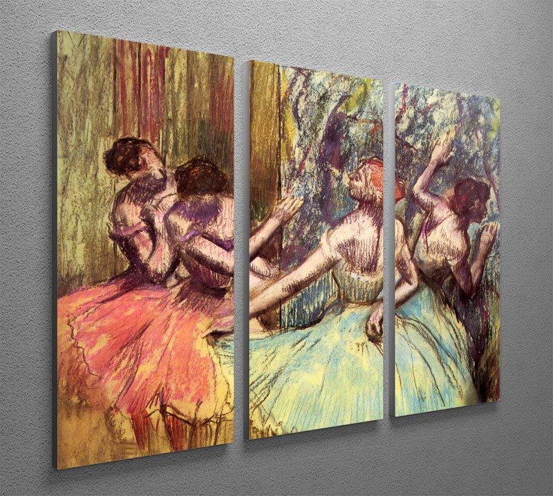 Four dancers behind the scenes 2 by Degas 3 Split Panel Canvas Print - Canvas Art Rocks - 2