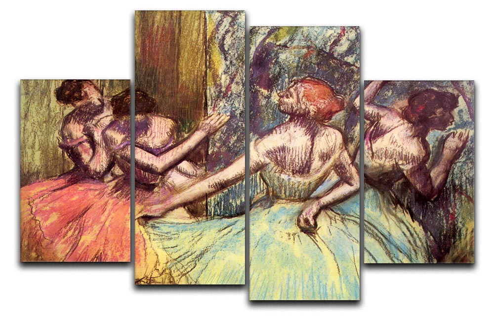 Four dancers behind the scenes 2 by Degas 4 Split Panel Canvas - Canvas Art Rocks - 1