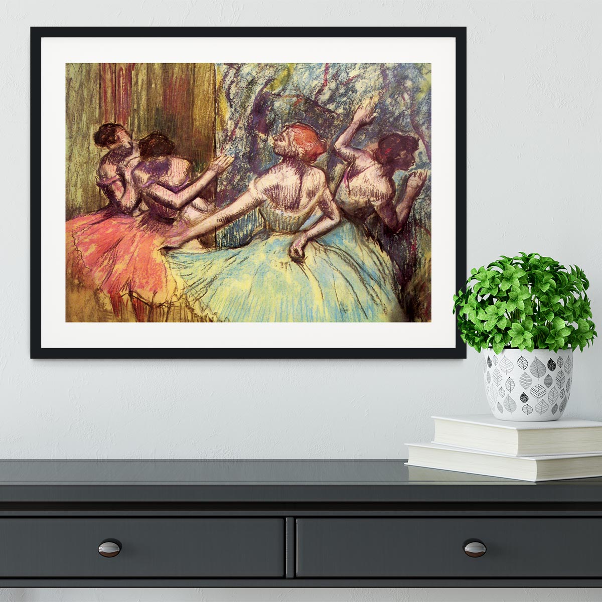 Four dancers behind the scenes 2 by Degas Framed Print - Canvas Art Rocks - 1