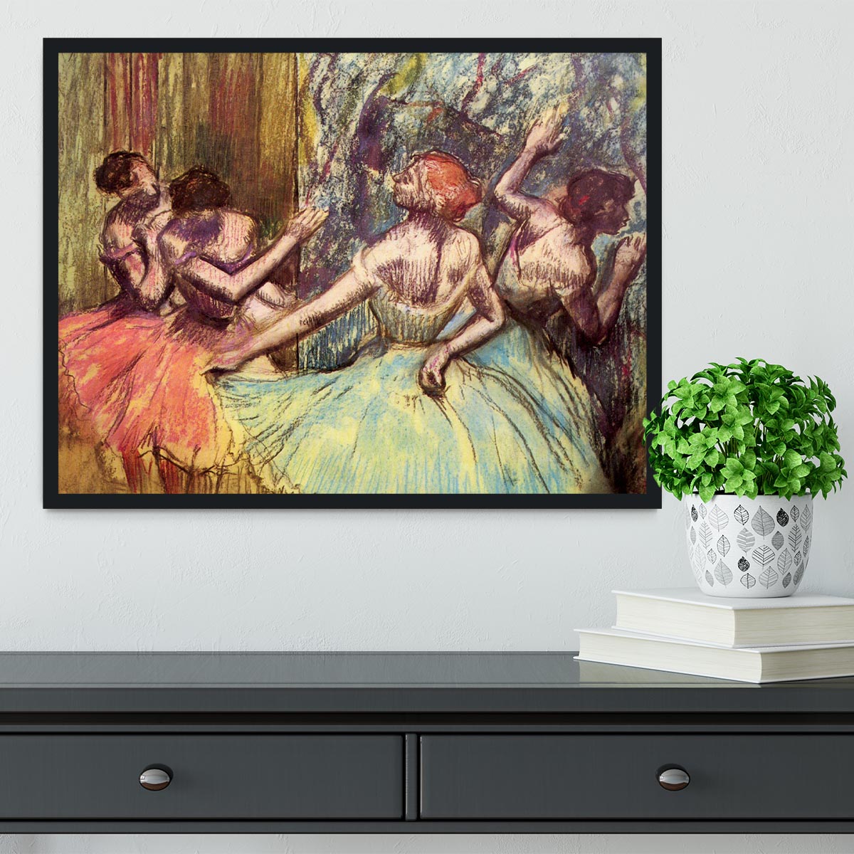 Four dancers behind the scenes 2 by Degas Framed Print - Canvas Art Rocks - 2