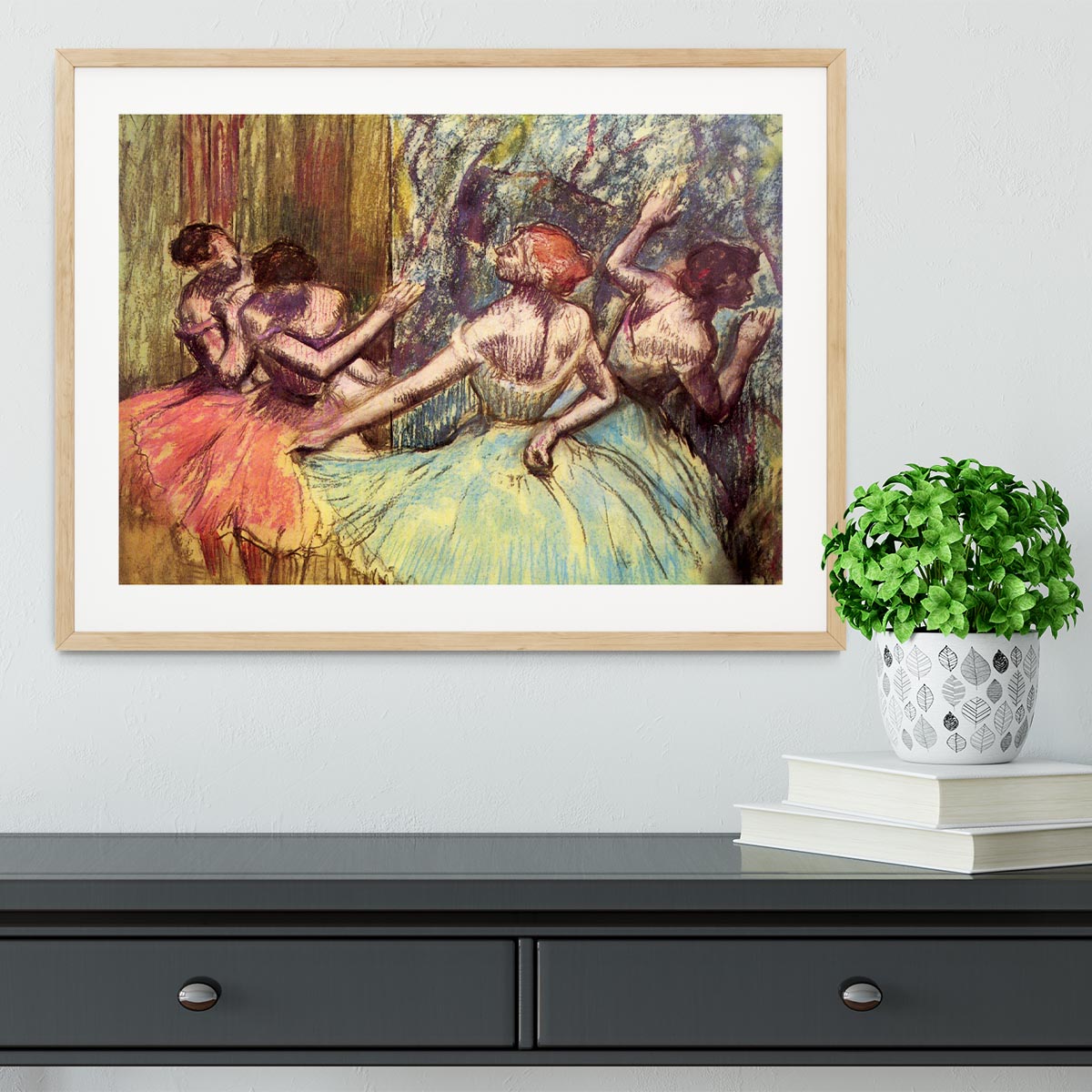 Four dancers behind the scenes 2 by Degas Framed Print - Canvas Art Rocks - 3