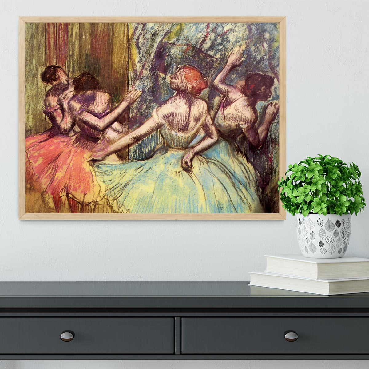 Four dancers behind the scenes 2 by Degas Framed Print - Canvas Art Rocks - 4