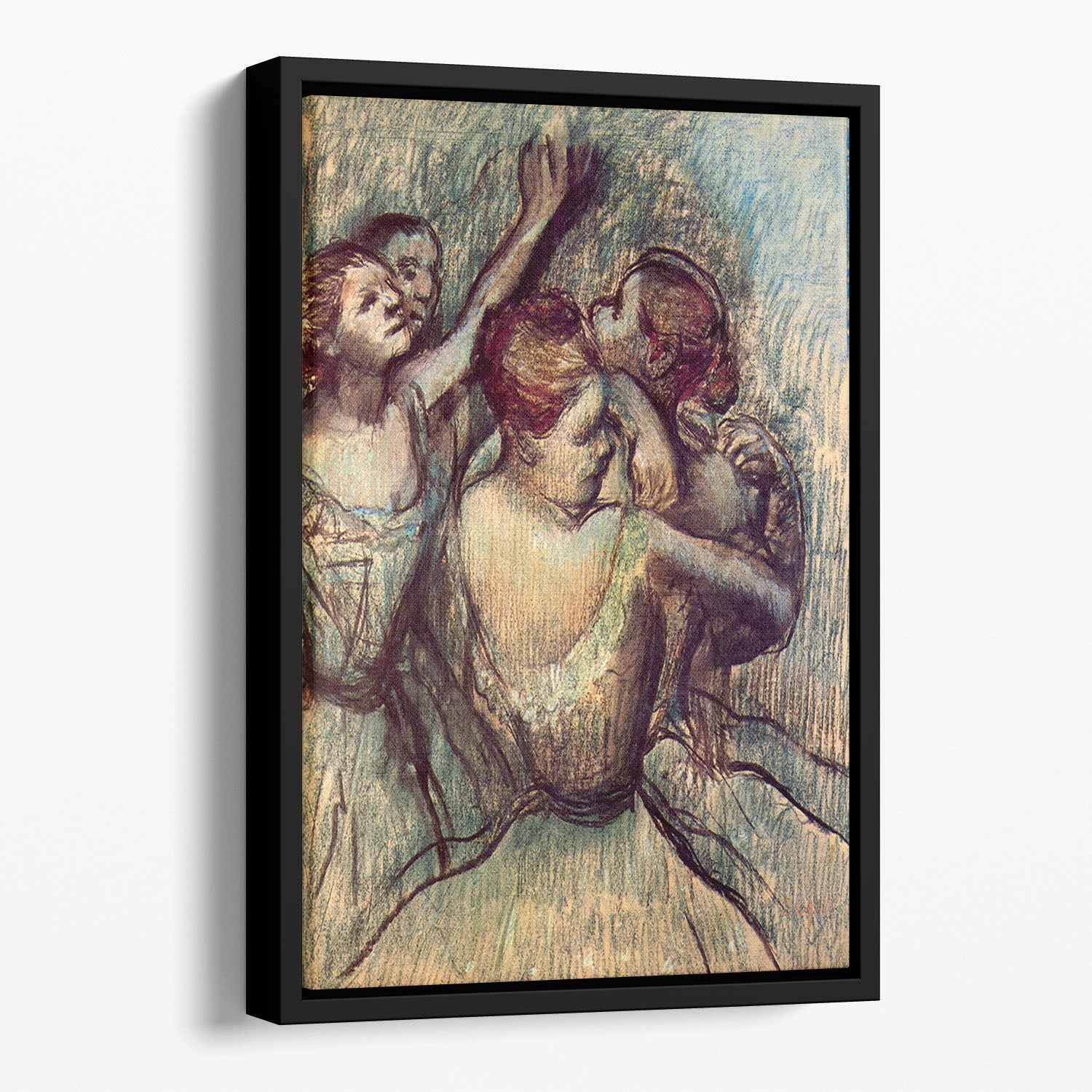 Four dancers in half figure by Degas Floating Framed Canvas