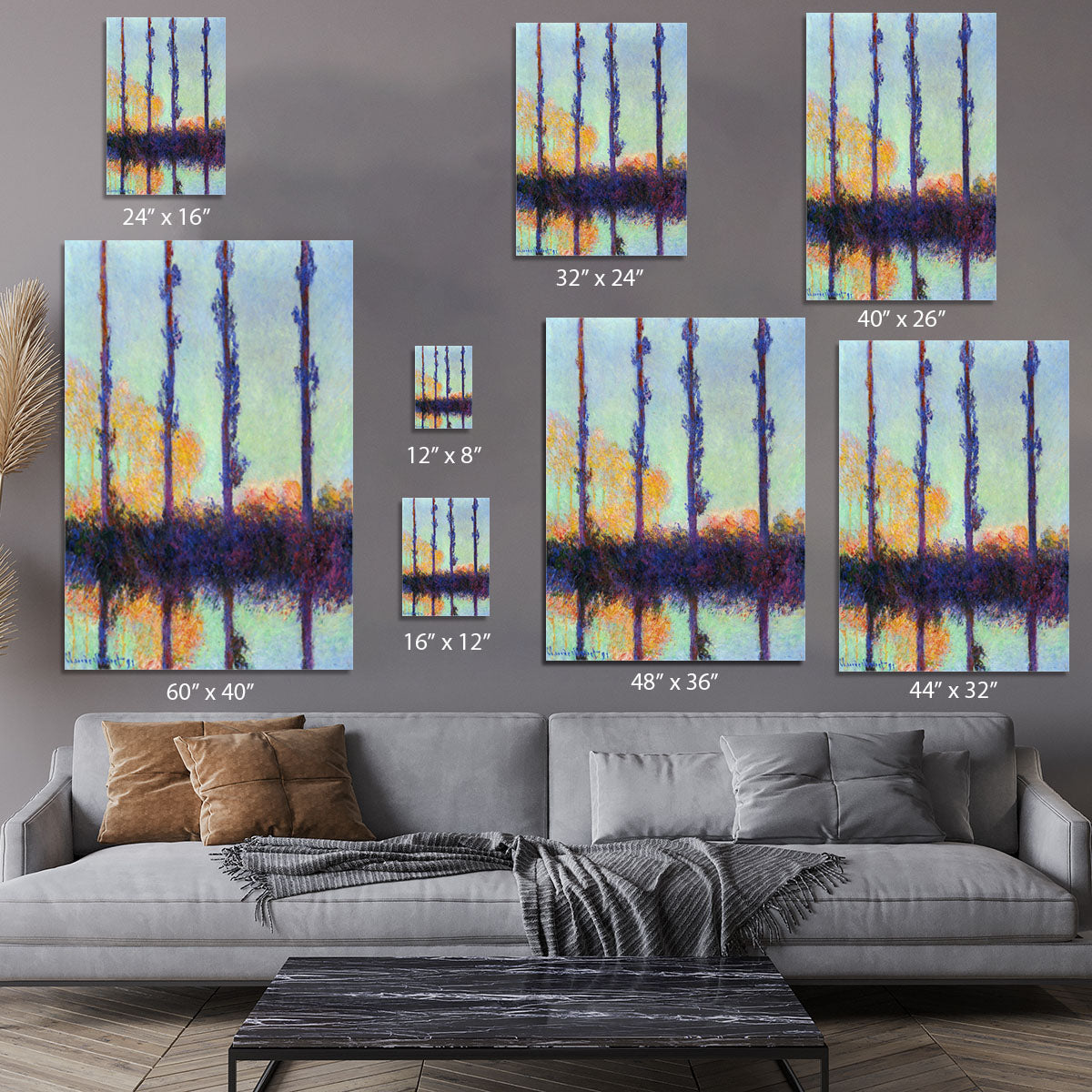 Four poplars by Monet Canvas Print or Poster - Canvas Art Rocks - 7