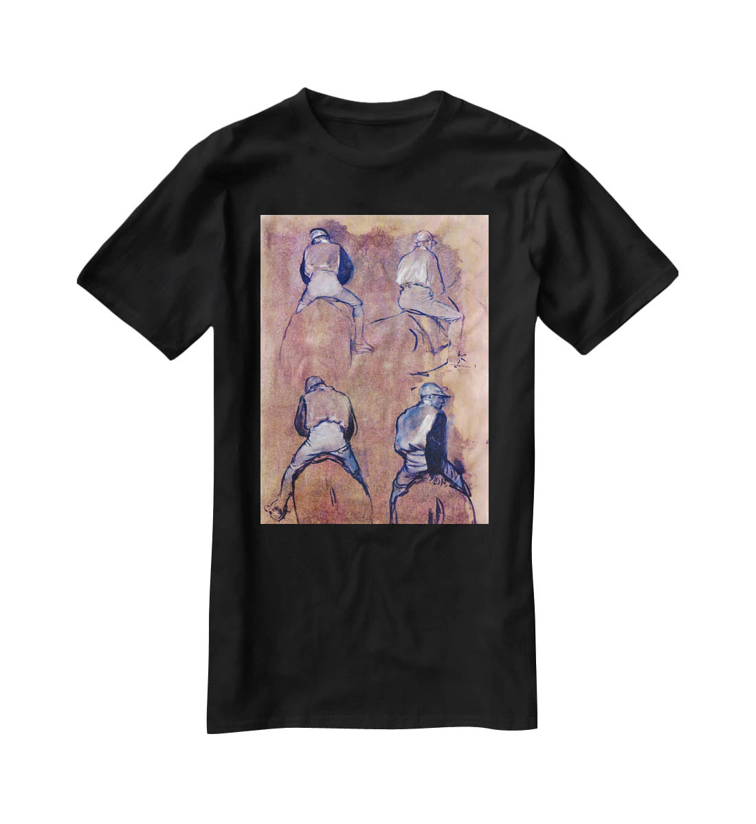 Four studies of Jockeys by Degas T-Shirt - Canvas Art Rocks - 1