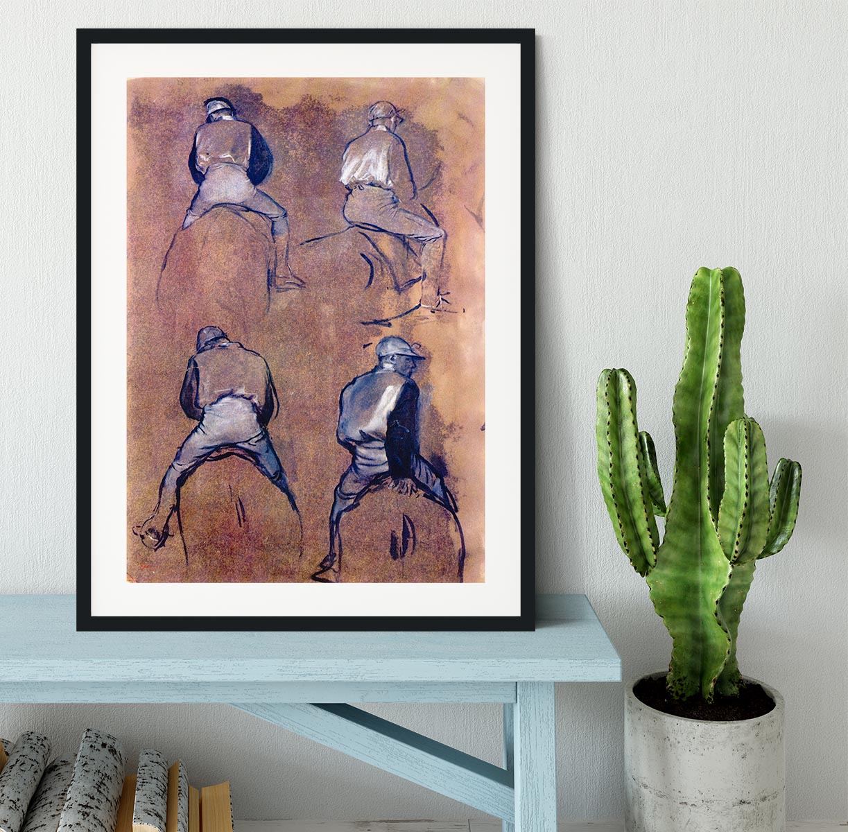 Four studies of Jockeys by Degas Framed Print - Canvas Art Rocks - 1