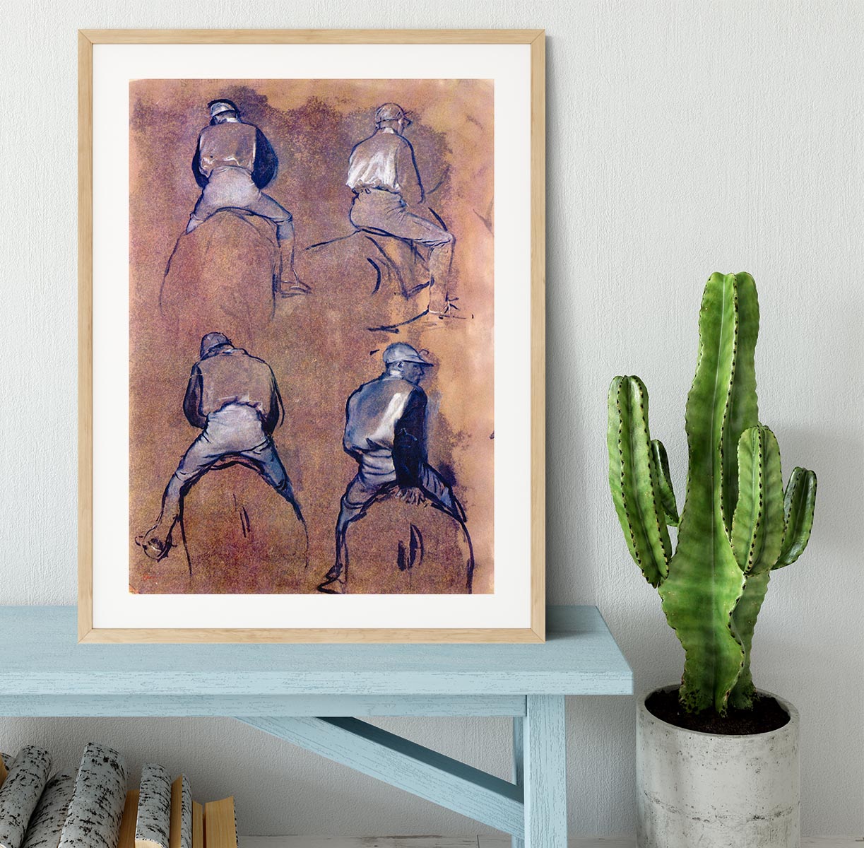 Four studies of Jockeys by Degas Framed Print - Canvas Art Rocks - 3