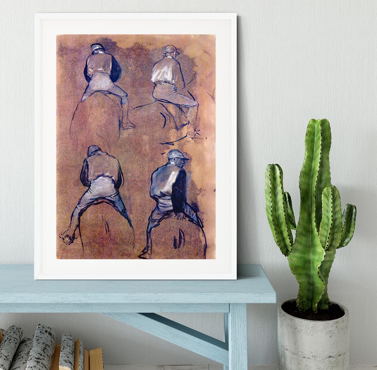 Four studies of Jockeys by Degas Framed Print - Canvas Art Rocks - 5
