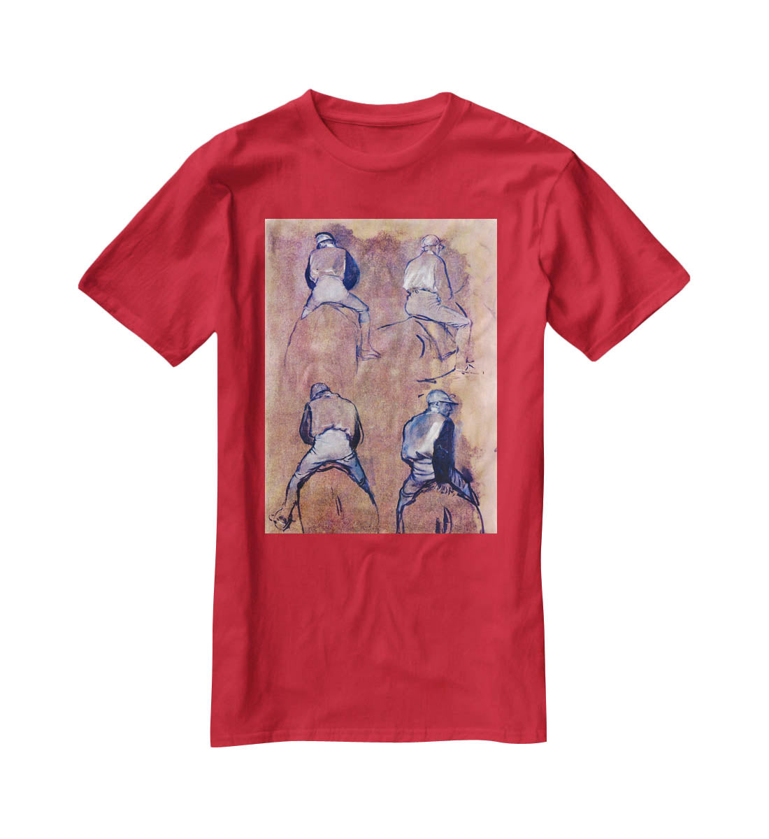 Four studies of Jockeys by Degas T-Shirt - Canvas Art Rocks - 4