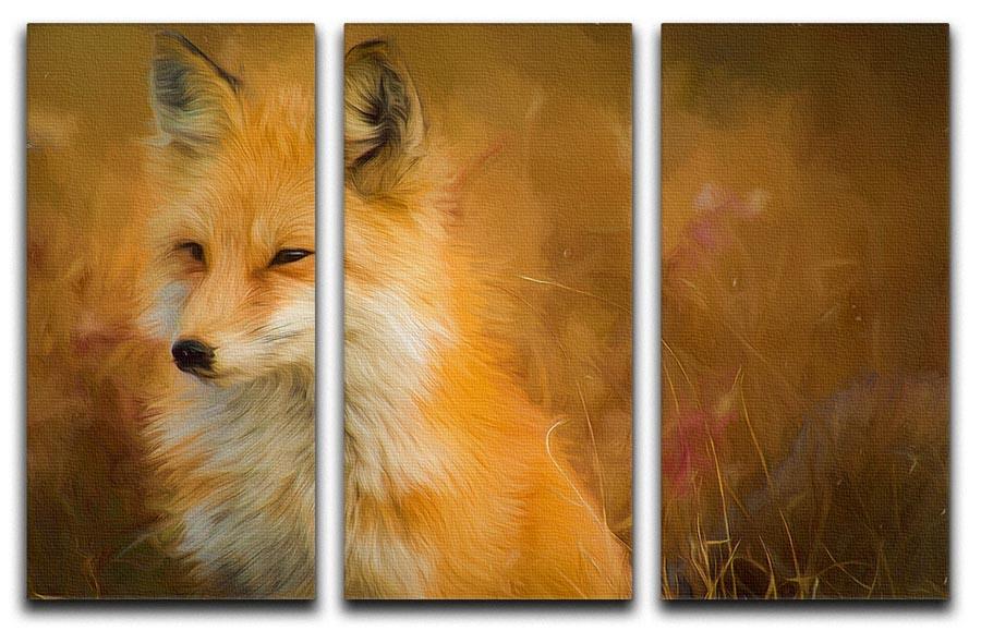 Fox Painting 3 Split Panel Canvas Print - Canvas Art Rocks - 1