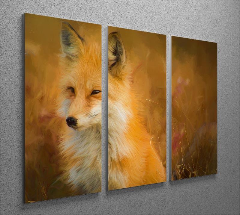 Fox Painting 3 Split Panel Canvas Print - Canvas Art Rocks - 2
