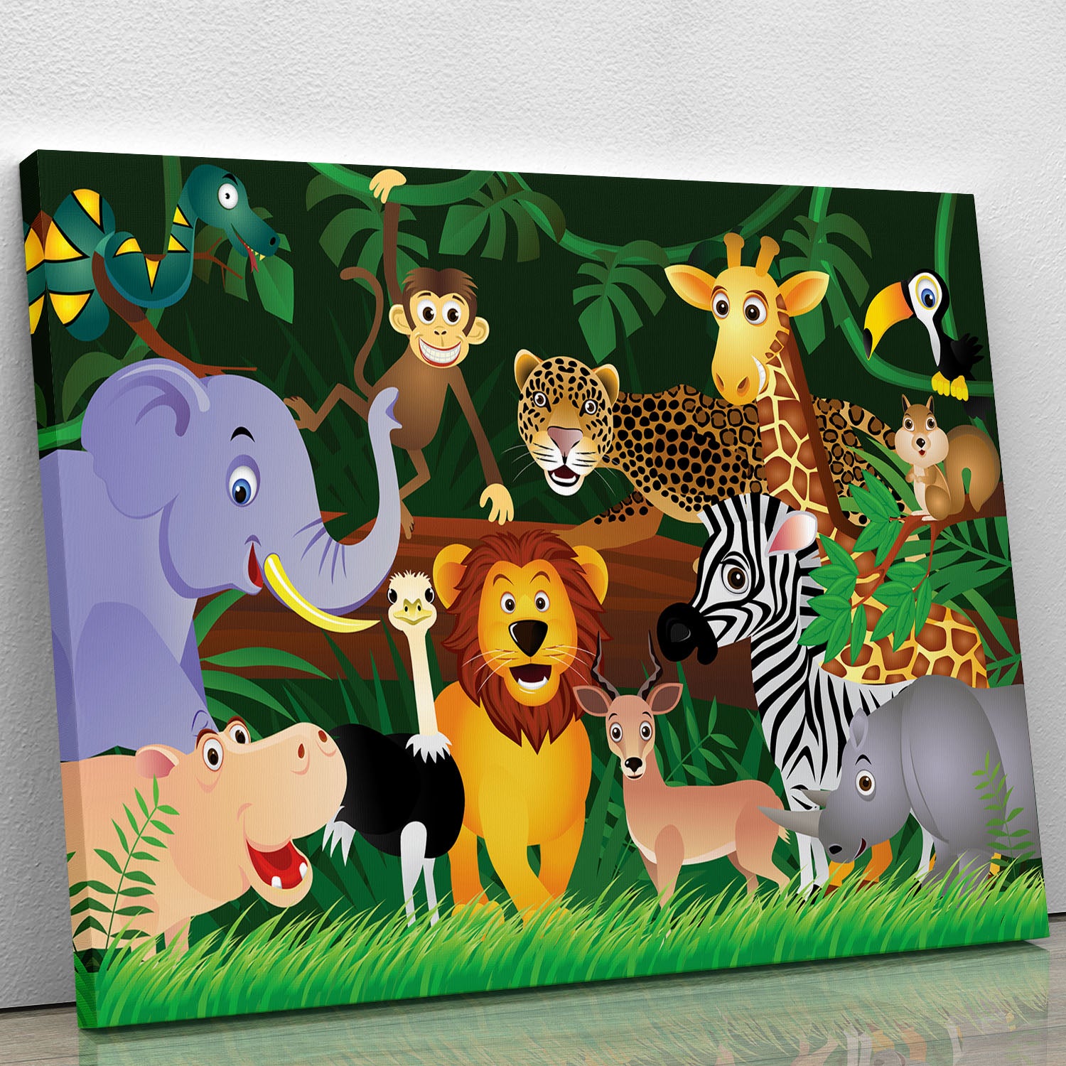 Frendly Animals in the jungle Canvas Print or Poster - Canvas Art Rocks - 1
