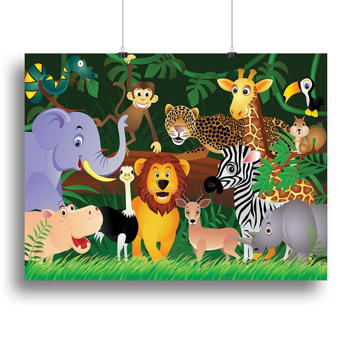 Frendly Animals in the jungle Canvas Print or Poster - Canvas Art Rocks - 2