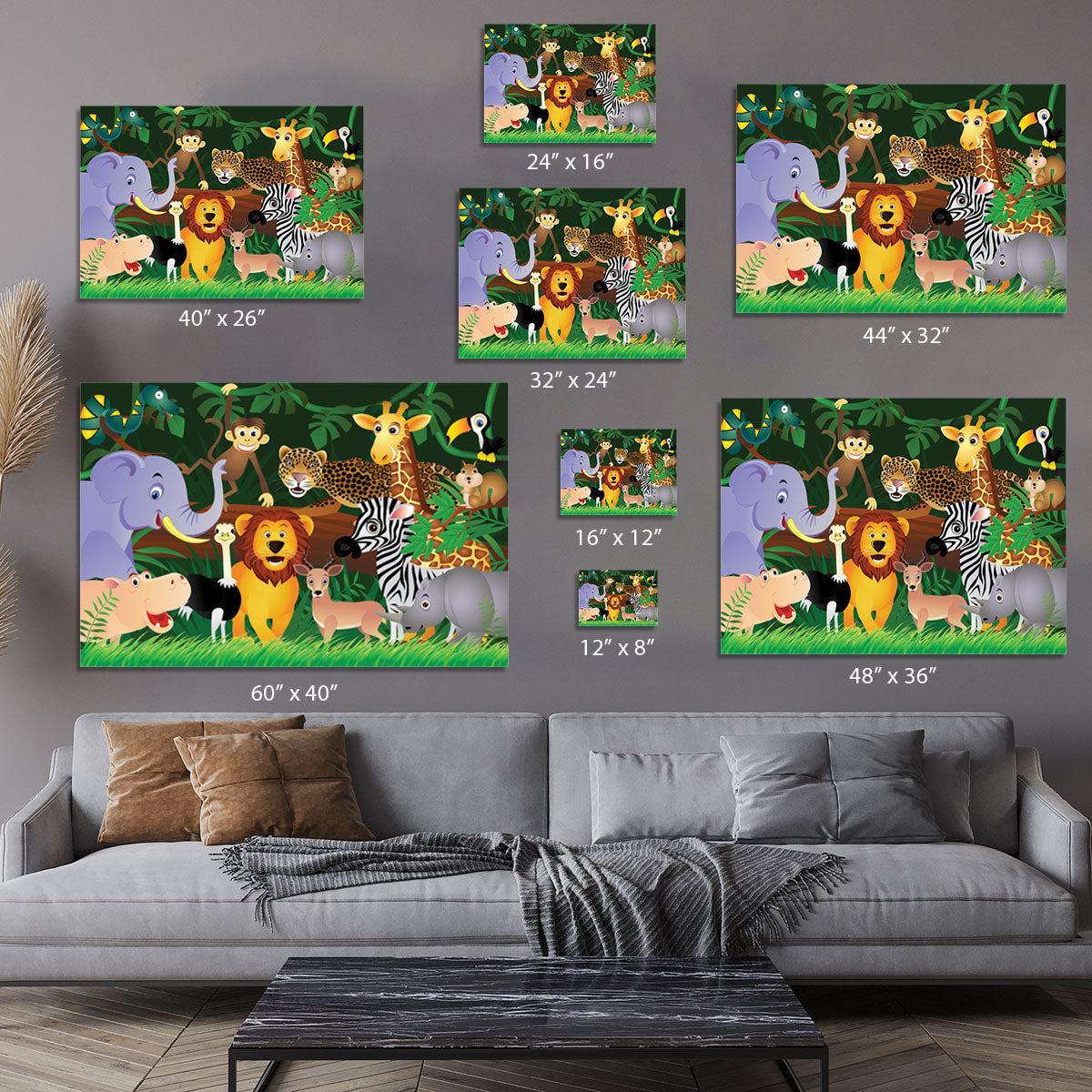Frendly Animals in the jungle Canvas Print or Poster - Canvas Art Rocks - 7