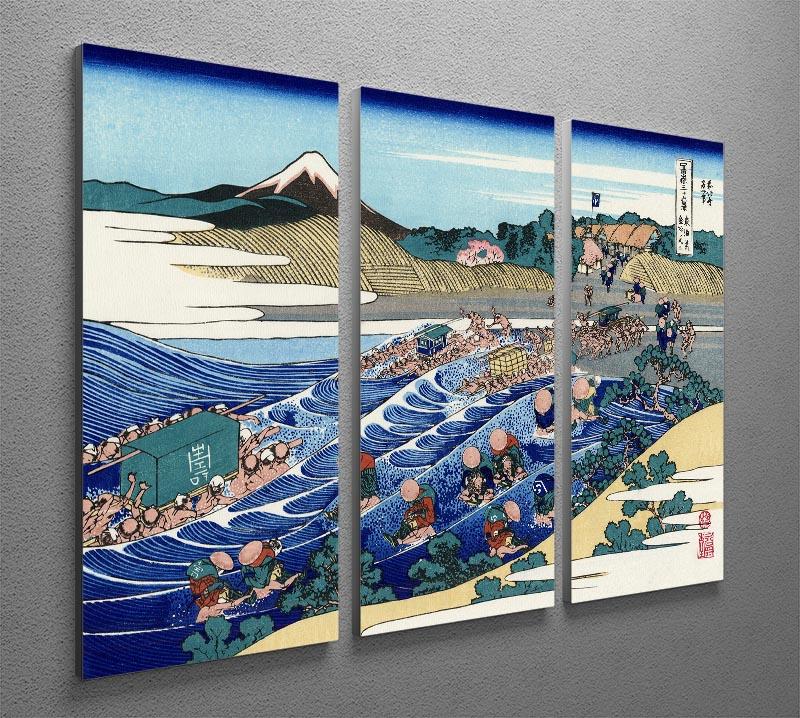 Fuji from Kanaya on Tokaido by Hokusai 3 Split Panel Canvas Print - Canvas Art Rocks - 2