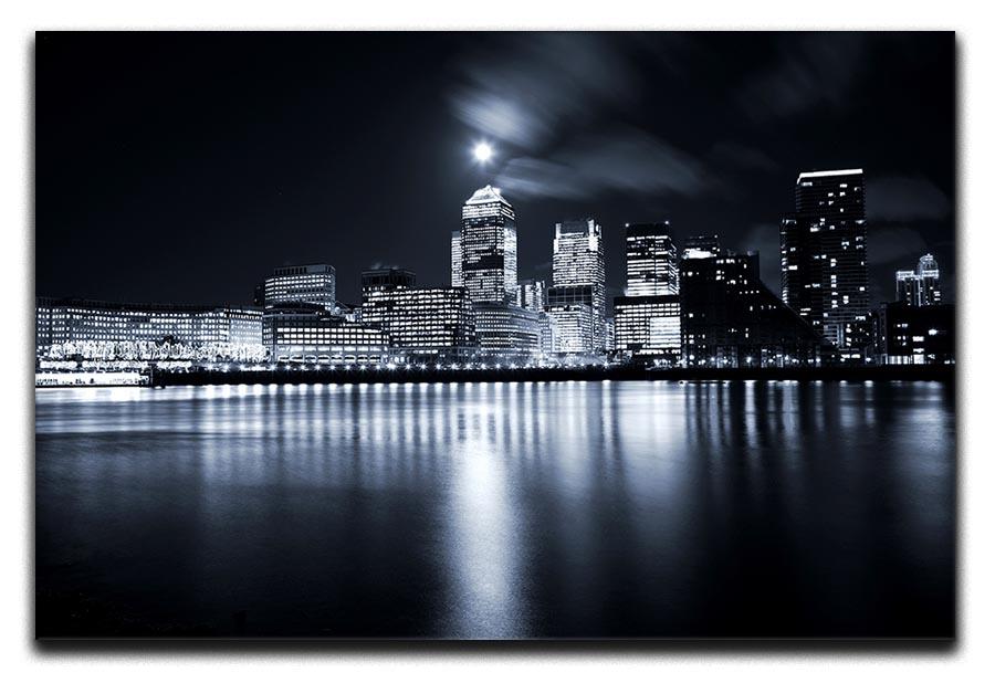 Full moon over London skyscrapers Canvas Print or Poster  - Canvas Art Rocks - 1