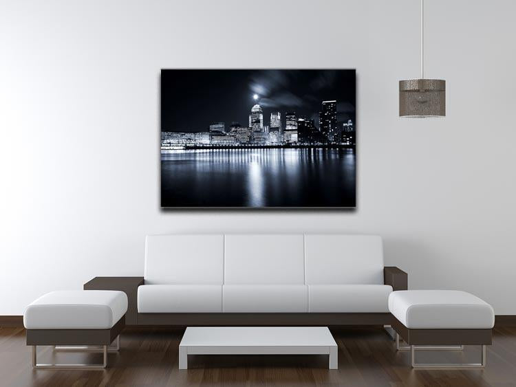 Full moon over London skyscrapers Canvas Print or Poster - Canvas Art Rocks - 4