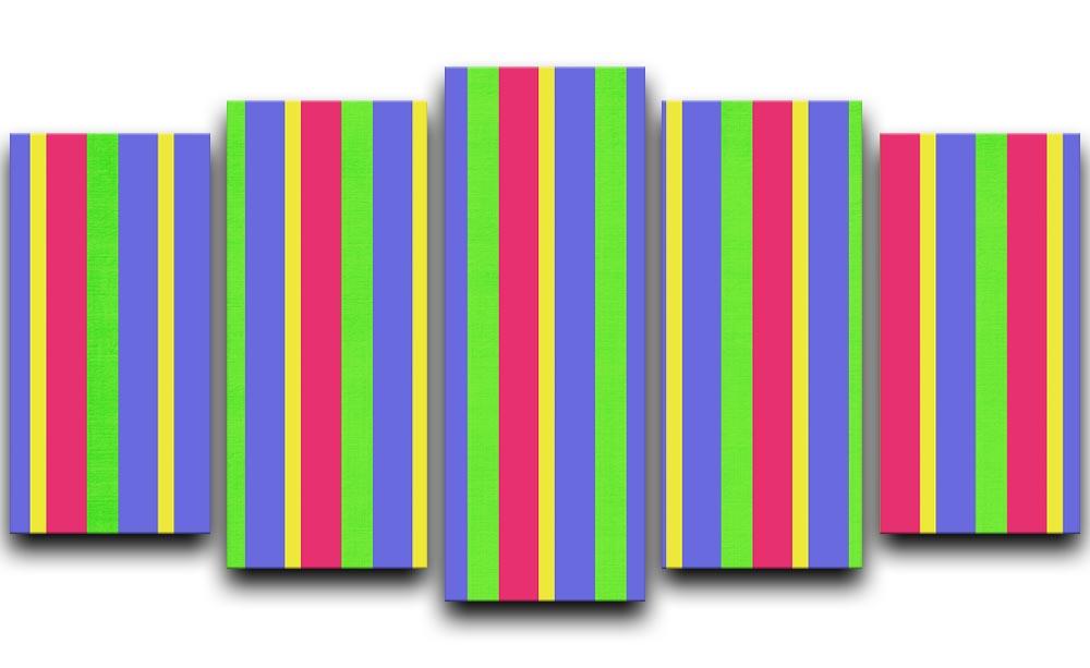 Funky Stripes Multi 5 Split Panel Canvas  - Canvas Art Rocks - 1