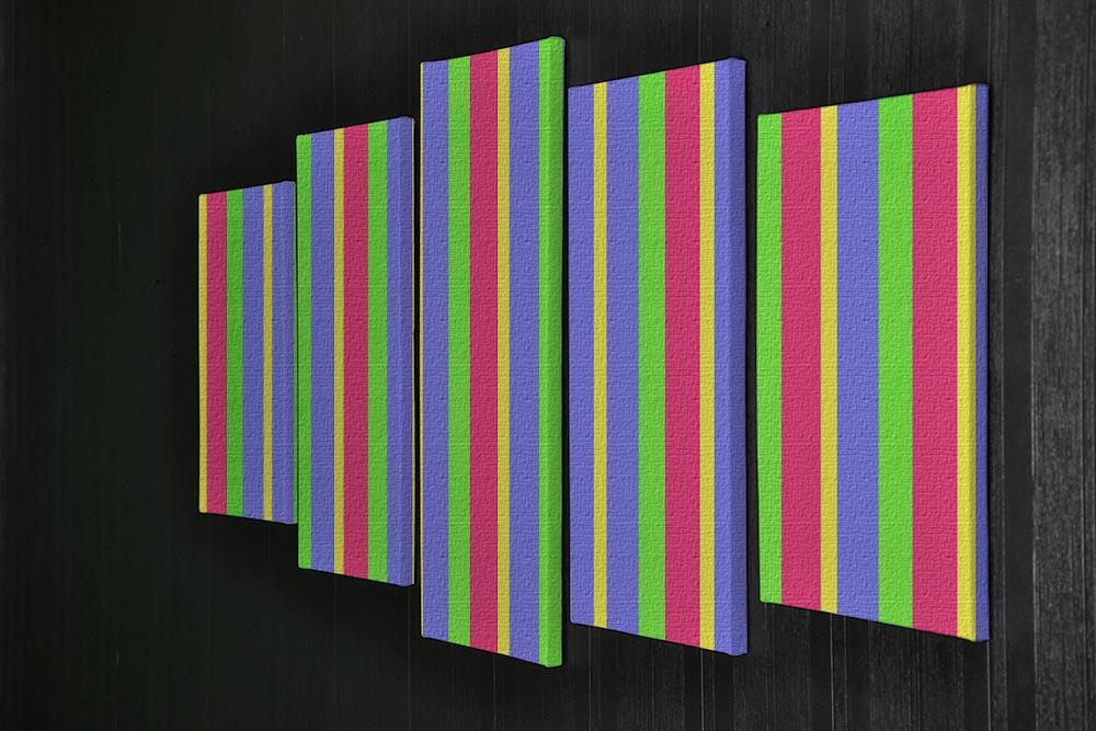 Funky Stripes Multi 5 Split Panel Canvas - Canvas Art Rocks - 2