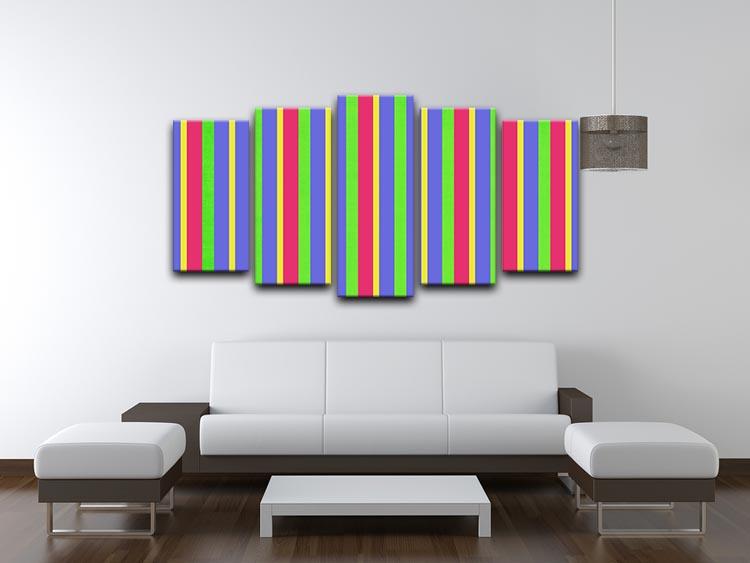Funky Stripes Multi 5 Split Panel Canvas - Canvas Art Rocks - 3