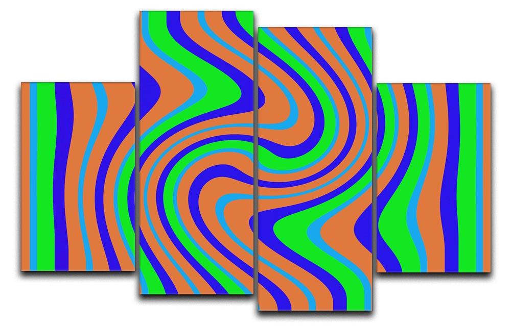 Funky Stripes Swirl 1 4 Split Panel Canvas  - Canvas Art Rocks - 1