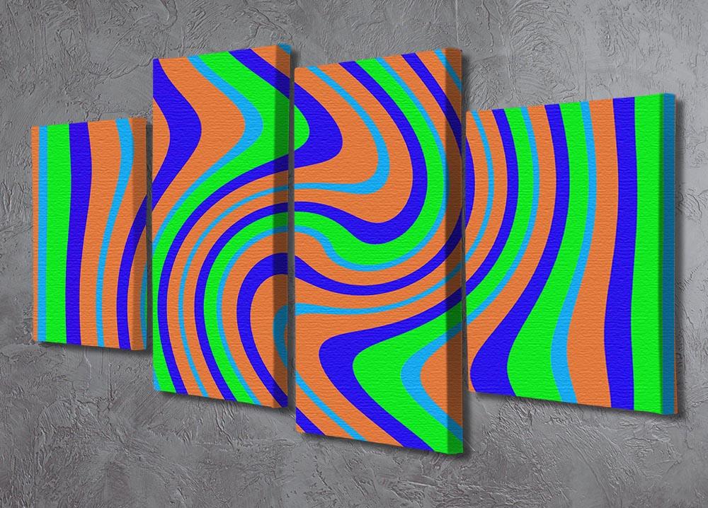 Funky Stripes Swirl 1 4 Split Panel Canvas - Canvas Art Rocks - 2