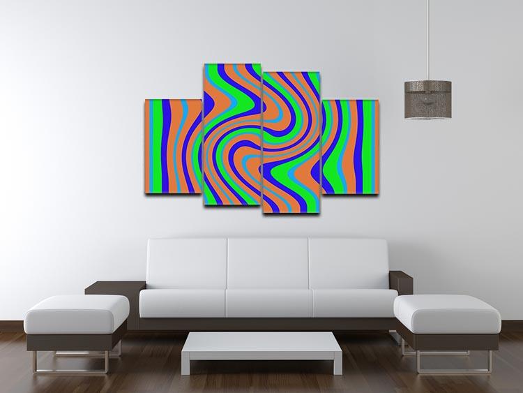 Funky Stripes Swirl 1 4 Split Panel Canvas - Canvas Art Rocks - 3