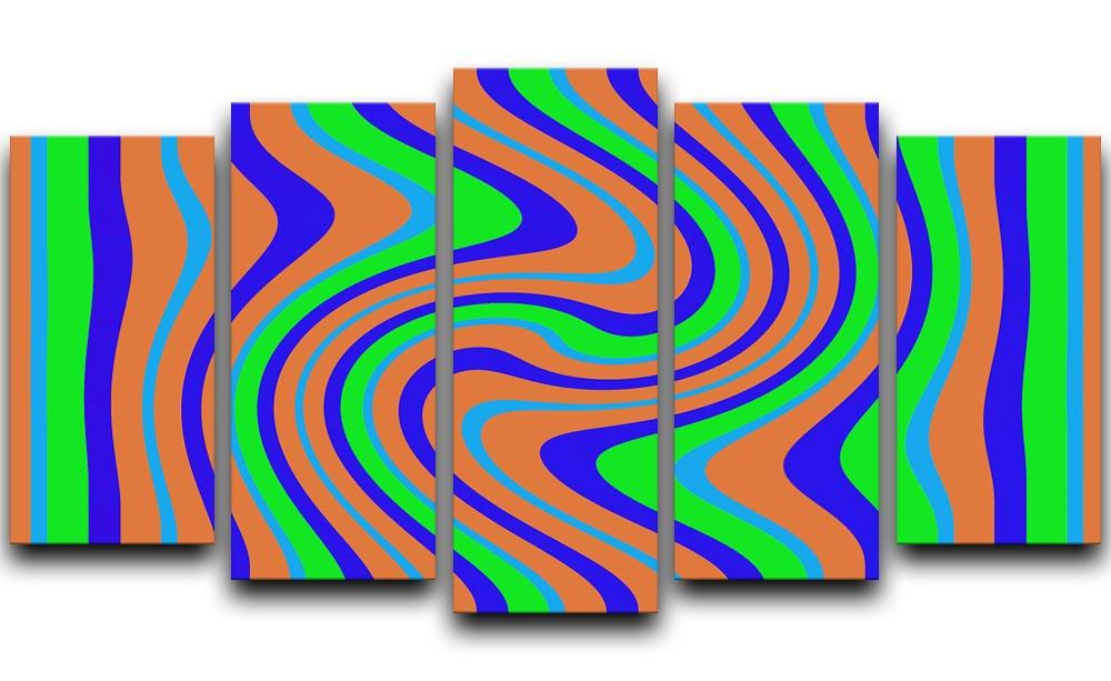 Funky Stripes Swirl 1 5 Split Panel Canvas  - Canvas Art Rocks - 1
