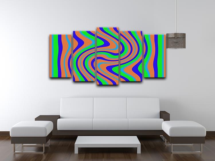 Funky Stripes Swirl 1 5 Split Panel Canvas - Canvas Art Rocks - 3