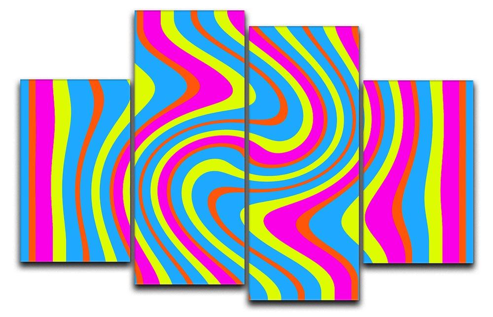 Funky Stripes Swirl 2 4 Split Panel Canvas  - Canvas Art Rocks - 1