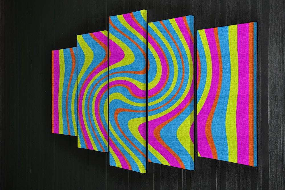 Funky Stripes Swirl 2 5 Split Panel Canvas - Canvas Art Rocks - 2