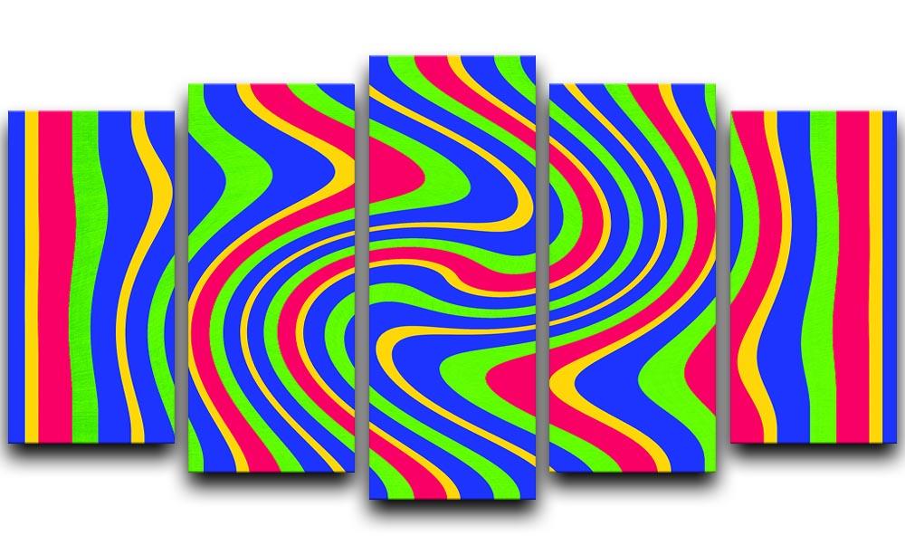 Funky Stripes Swirl 3 5 Split Panel Canvas  - Canvas Art Rocks - 1