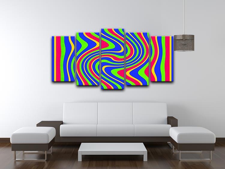 Funky Stripes Swirl 3 5 Split Panel Canvas - Canvas Art Rocks - 3