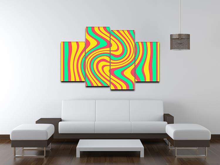 Funky Stripes Swirl 4 4 Split Panel Canvas - Canvas Art Rocks - 3