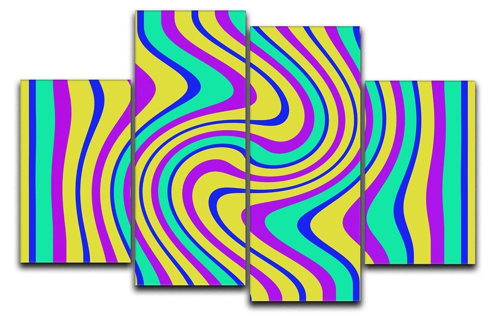 Funky Stripes Swirl 4 Split Panel Canvas  - Canvas Art Rocks - 1