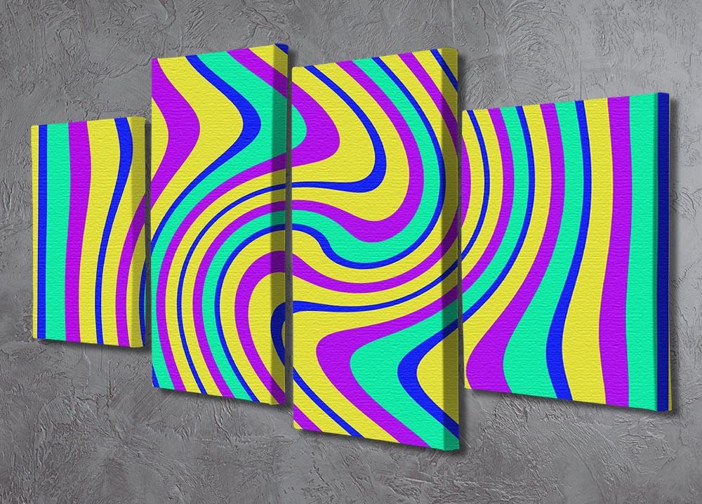 Funky Stripes Swirl 4 Split Panel Canvas - Canvas Art Rocks - 2