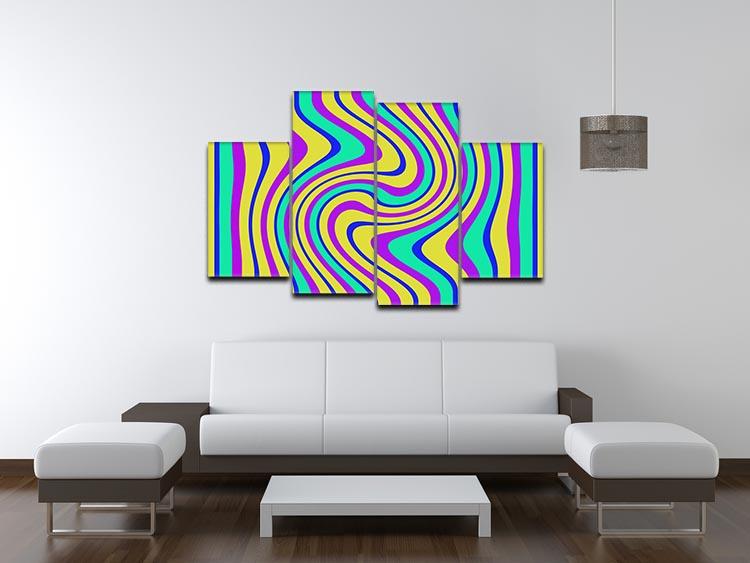 Funky Stripes Swirl 4 Split Panel Canvas - Canvas Art Rocks - 3