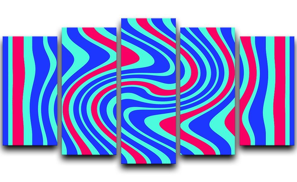 Funky Stripes Swirl 5 5 Split Panel Canvas  - Canvas Art Rocks - 1